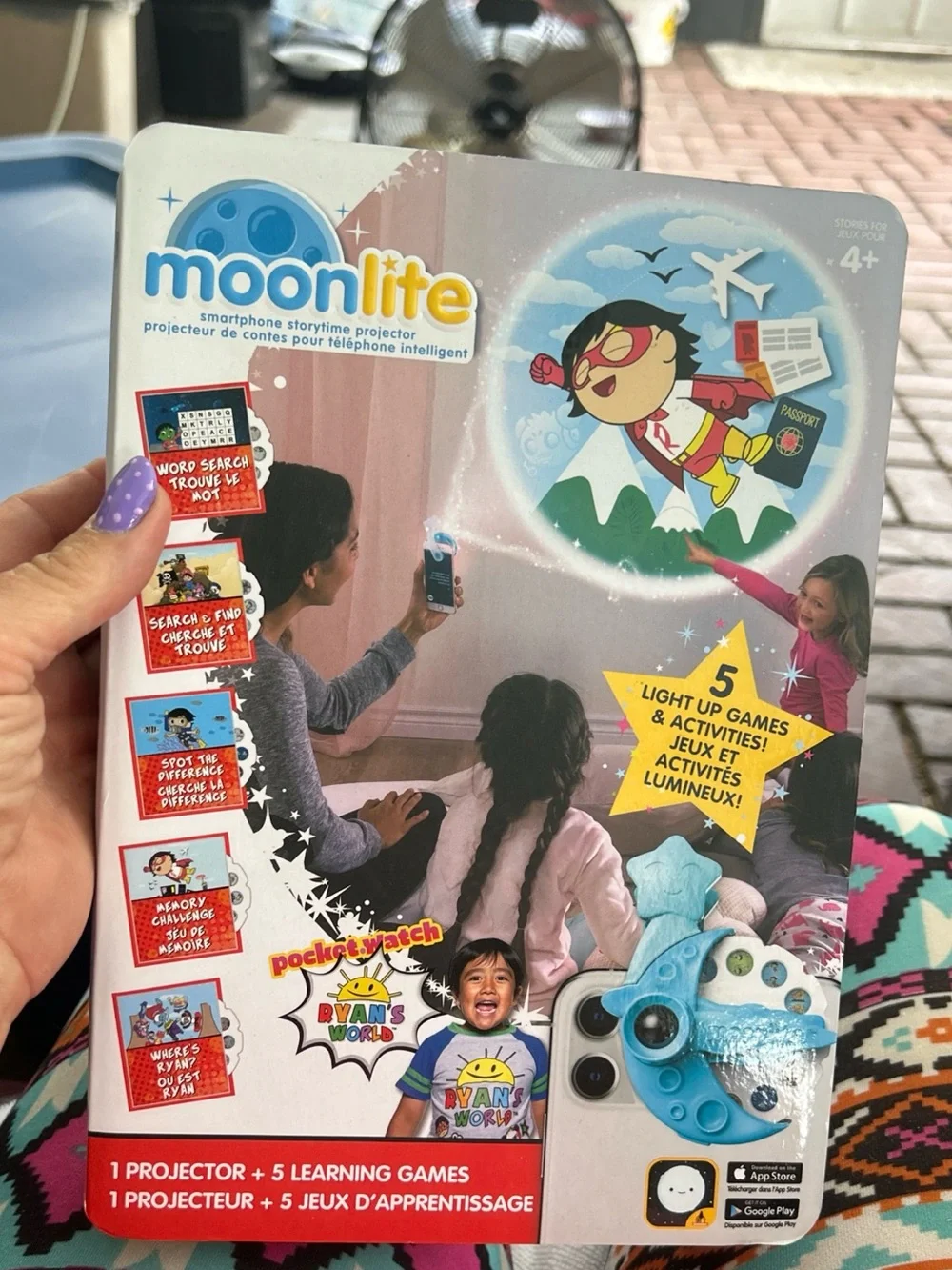 Moonlite Ryan’s World Blue Smartphone Storytime Projector for Kids